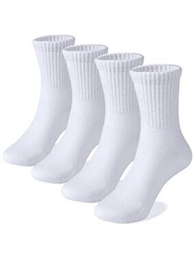 Kids White Crew Socks Ribbed Cotton Boys Girls School Uniform